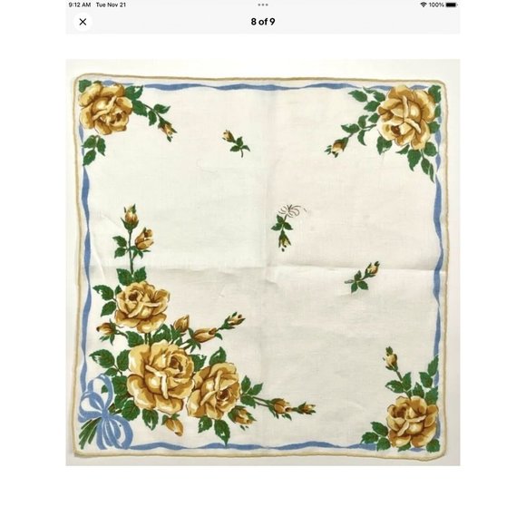 VTG Lot 6 Chiffon Botanical Scarves Hand Sewn Pink Floral Linen Handkerchiefs - Picture 8 of 9